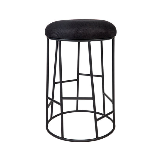 Altair Black Steel Bar Stool in Black Linen - 65m Seat Height - main