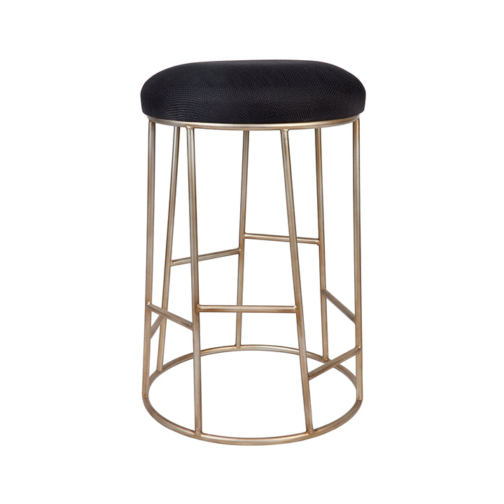 Altair Antique Gold Steel Bar Stool in Black Linen - 65m Seat Height - main