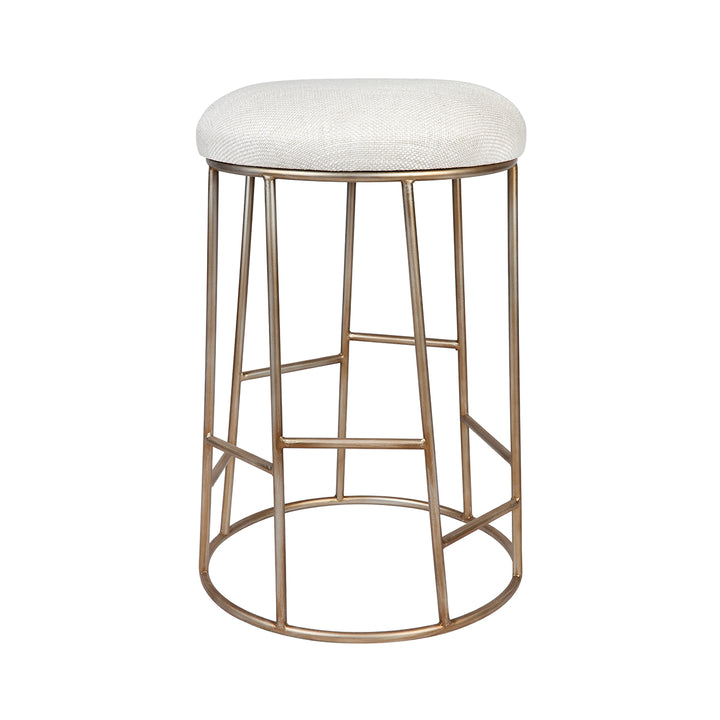 Altair Antique Gold Steel Bar Stool in Natural Linen - 65m Seat Height - main