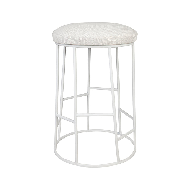 Altair White Steel Bar Stool in Natural Linen - 65m Seat Height - main