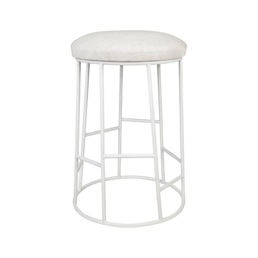 Altair White Steel Bar Stool in Natural Linen - 65m Seat Height - main