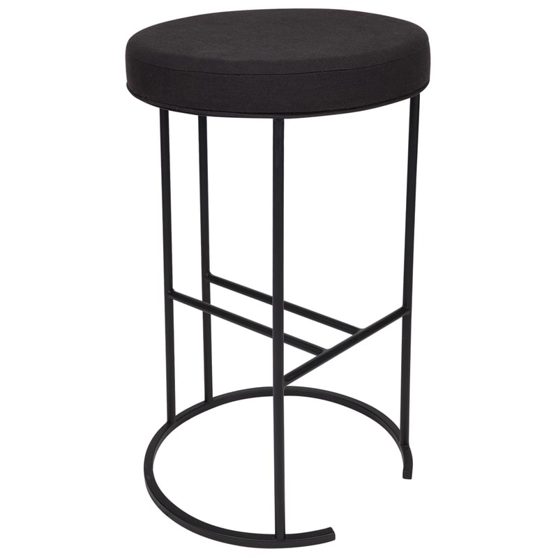 Capri Black Iron Bar Stool in Black Linen - 65m Seat Height - main