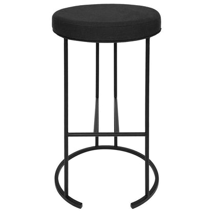 Capri Black Iron Bar Stool in Black Linen - 65m Seat Height - angled