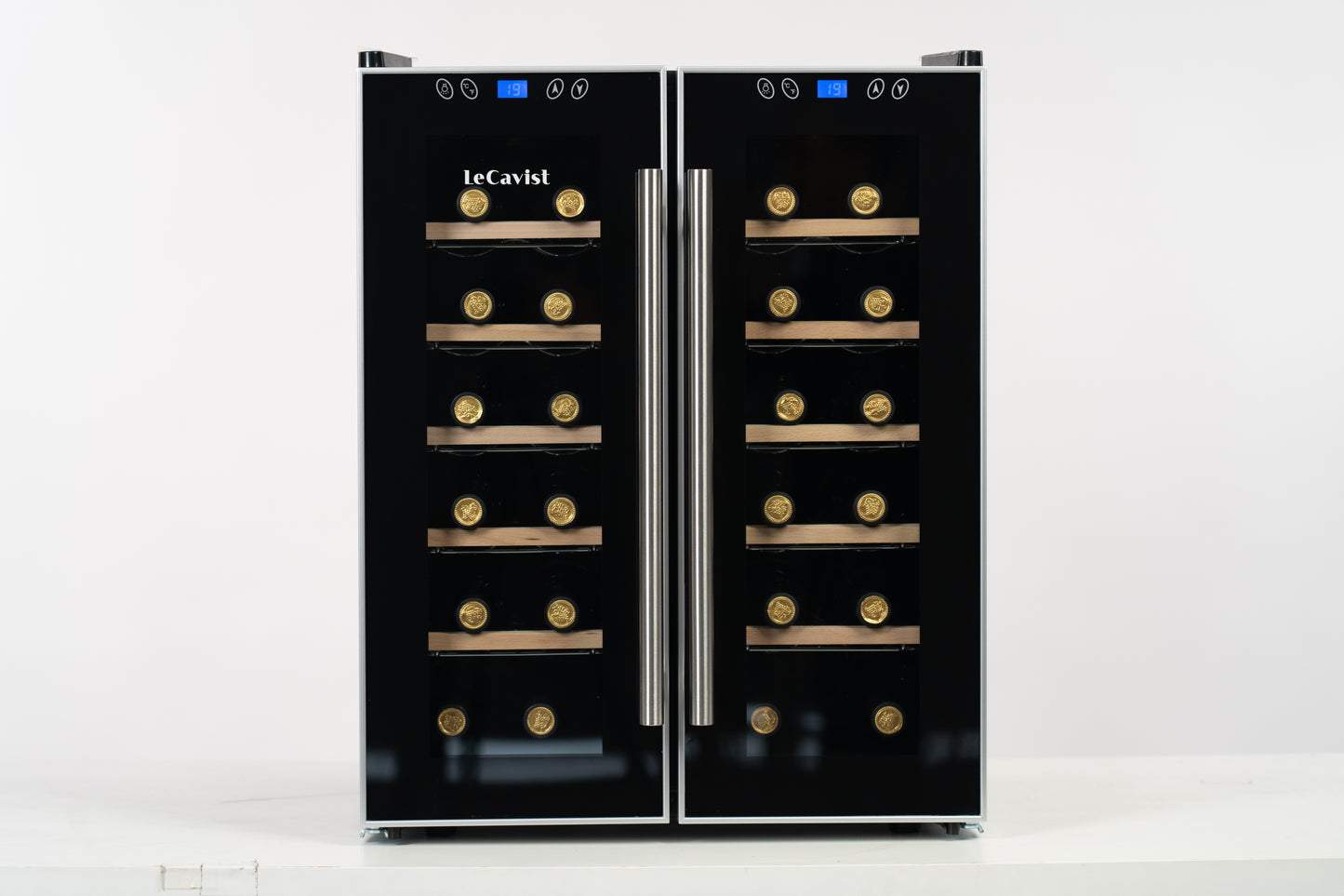 LeCavist 24 Bottle Dual Zone Wine Fridge in Black LCCV24B2Z