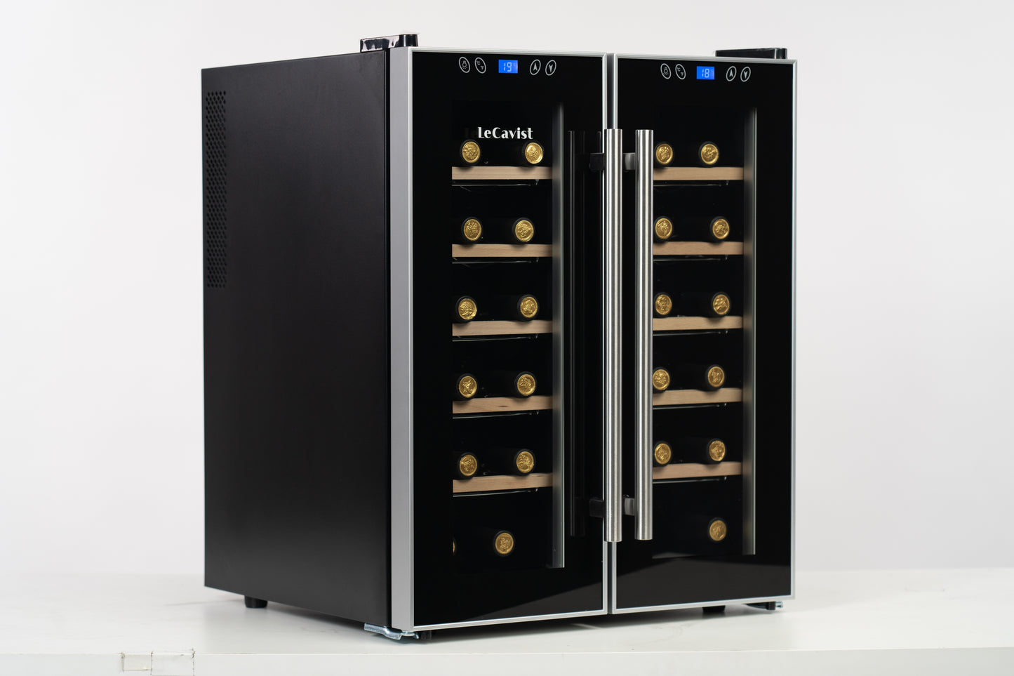 LeCavist 24 Bottle Dual Zone Wine Fridge in Black LCCV24B2Z