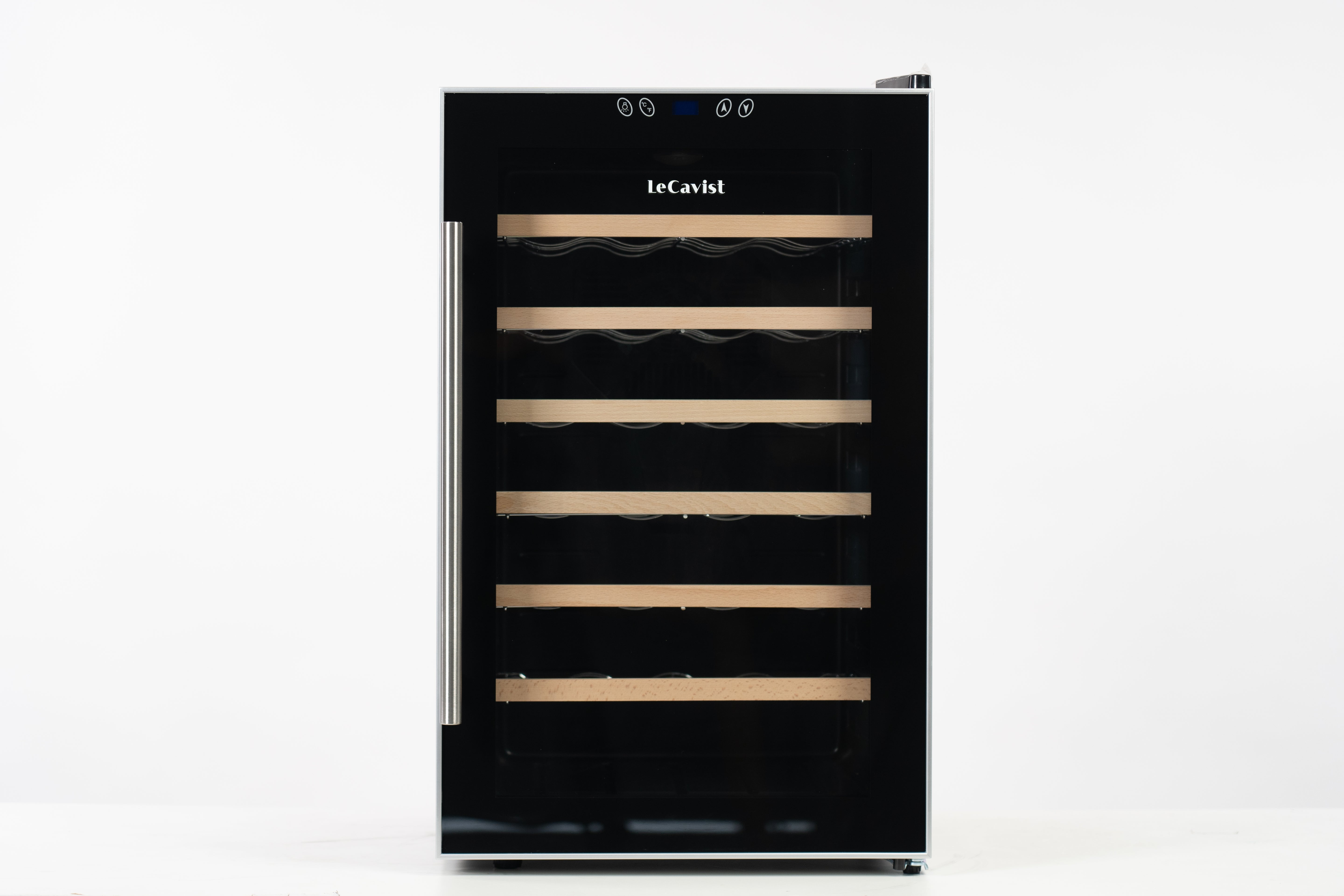 LeCavist 28 Bottle Single Zone Wine Fridge in Black LCCV28B