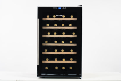 LeCavist 28 Bottle Single Zone Wine Fridge in Black LCCV28B