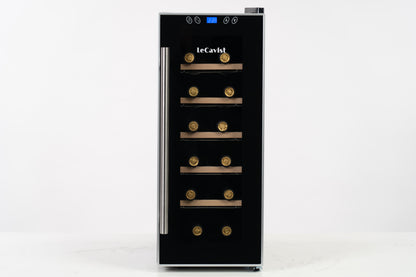 LeCavist 12 Bottle Single Zone Wine Fridge in Black LCCV12B