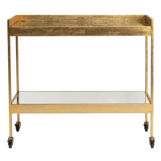 Francino Mirrored Bar Cart in Gold Leaf - front view