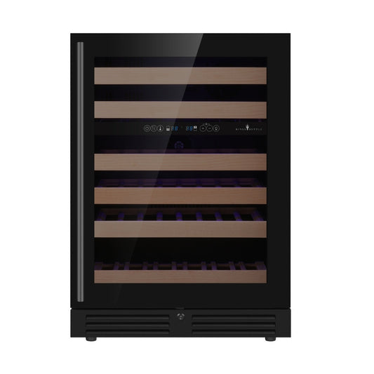 Divino 46 Bottle Under Counter Glass Door Dual Zone Wine Fridge - KB145DX - Borderless Black, Right Hand Hinge