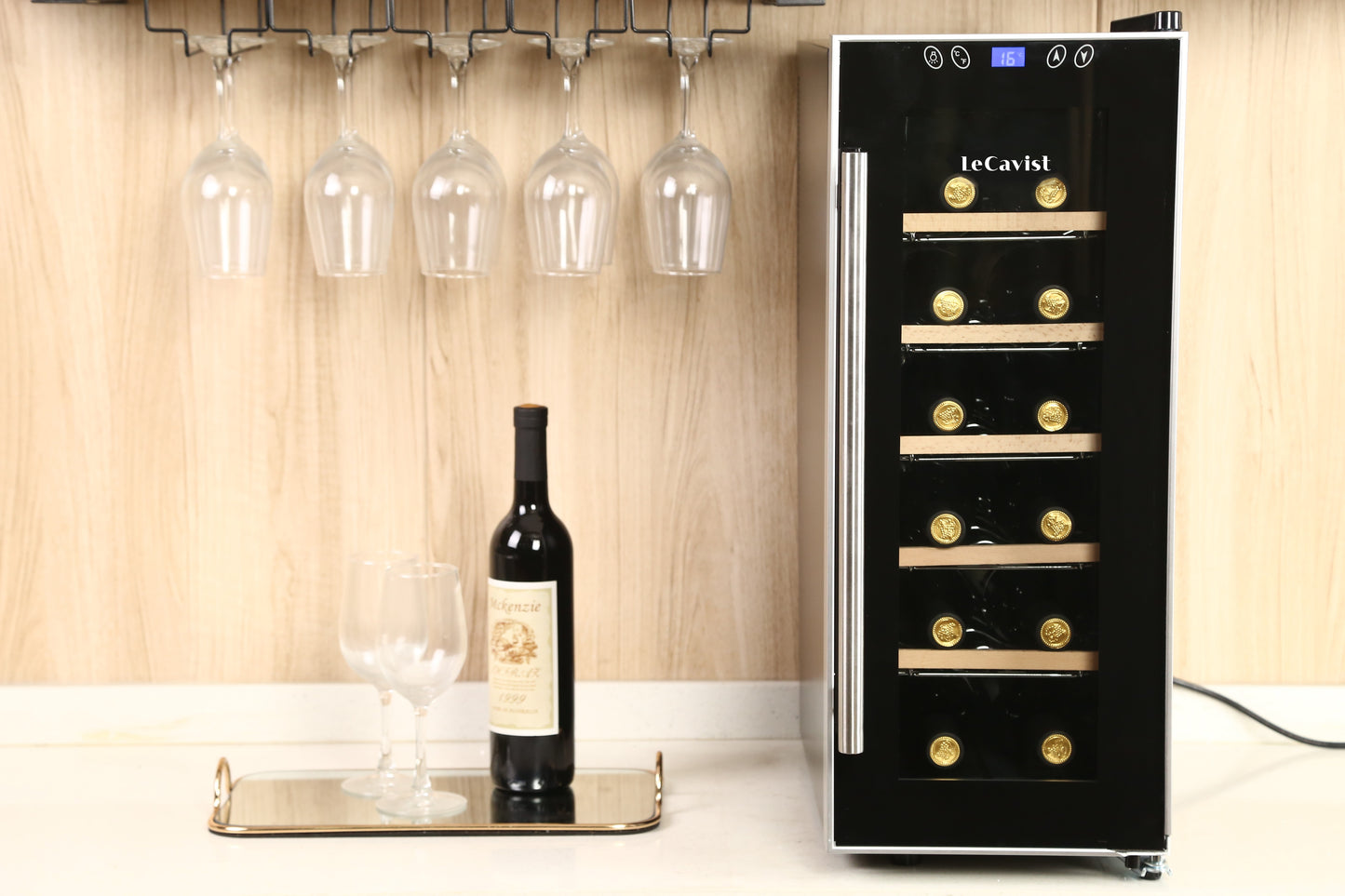 LeCavist 12 Bottle Single Zone Wine Fridge in Black LCCV12B