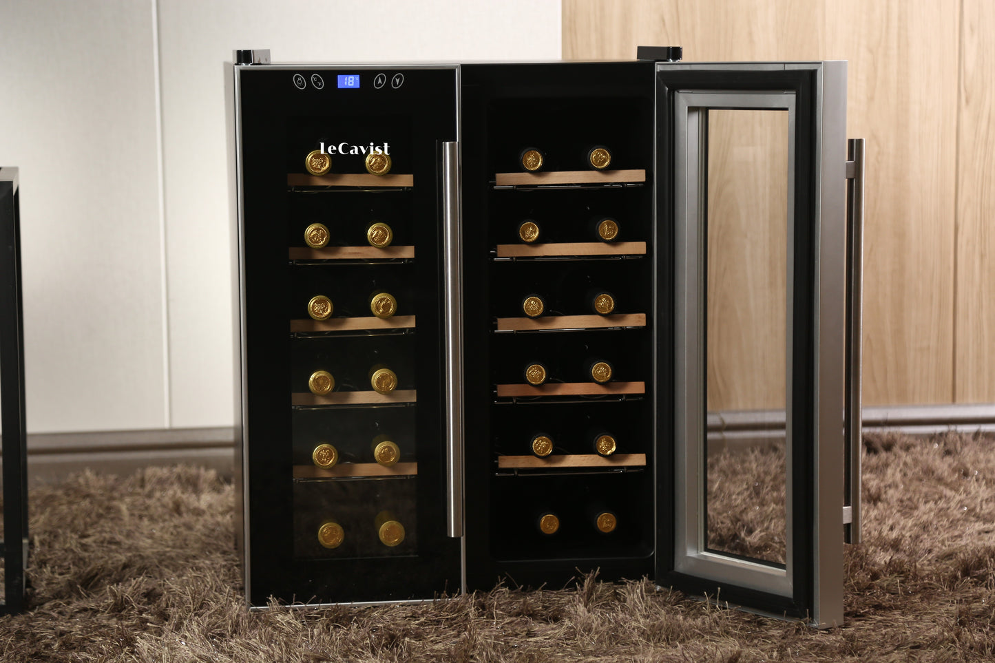 LeCavist 24 Bottle Dual Zone Wine Fridge in Black LCCV24B2Z