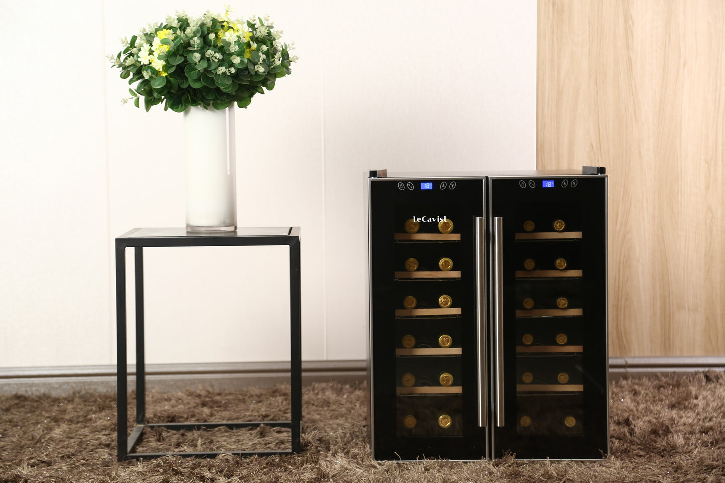 LeCavist 24 Bottle Dual Zone Wine Fridge in Black LCCV24B2Z