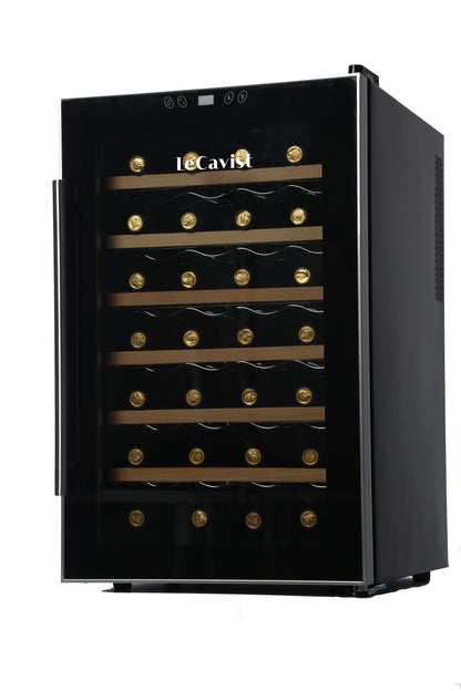 LeCavist 28 Bottle Single Zone Wine Fridge in Black LCCV28B