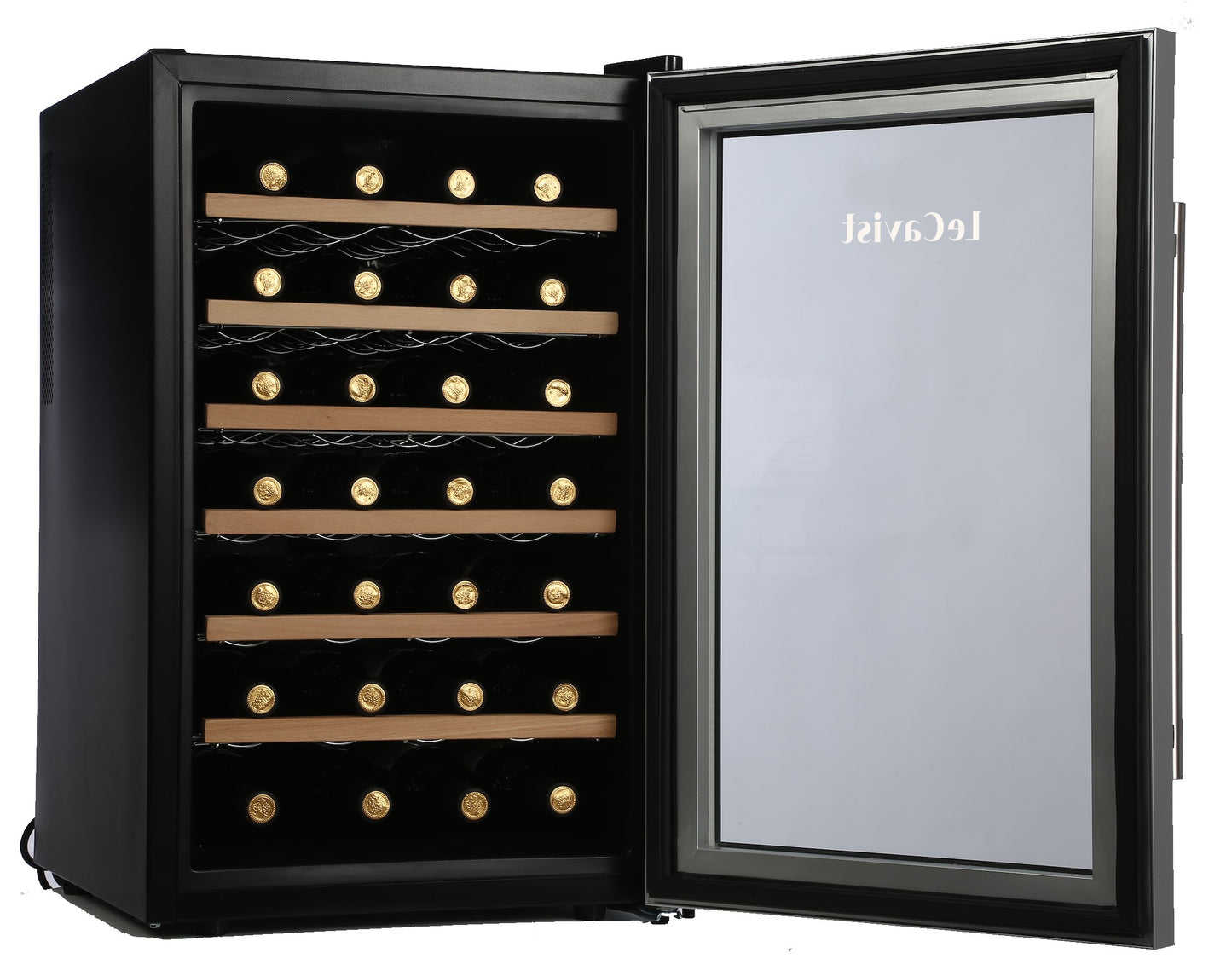 LeCavist 28 Bottle Single Zone Wine Fridge in Black LCCV28B