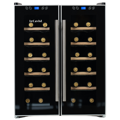 LeCavist 24 Bottle Dual Zone Wine Fridge in Black LCCV24B2Z